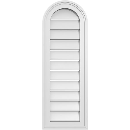 Ekena Millwork Round Top Surface Mount PVC Gable Vent: Functional, w/ 2"W x 1-1/2"P Brickmould Frame, 12"W x 34"H GVPRT12X3402SF
